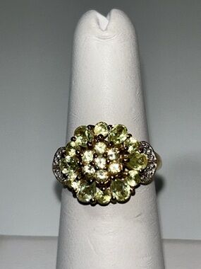 NYC 11 Gold Plated Sterling Silver Genuine Peridot Gemstone Designer Ring